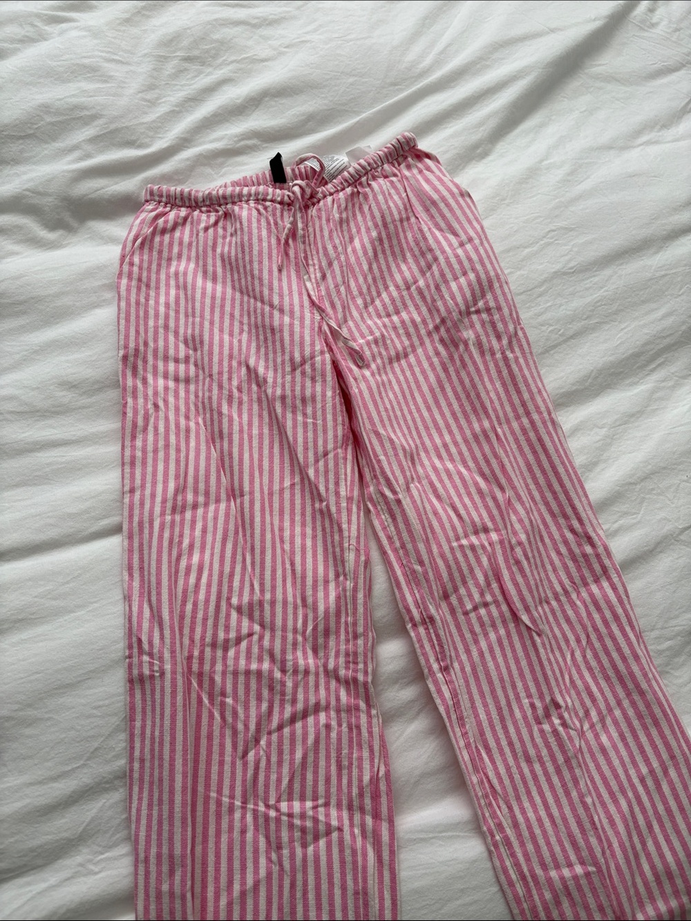 Pink and White Striped Linen Blend Pants